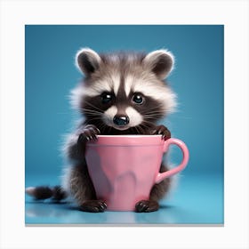 Cute Raccoon with pink cup Canvas Print