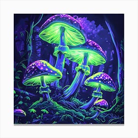 Glow In The Dark Mushrooms Canvas Print