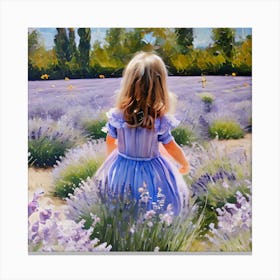 Little Girl In Lavender Field 1 Canvas Print