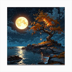 Leonardo Anime Xl Create A Fantasy Landscape Featuring A Glowi 1 Canvas Print