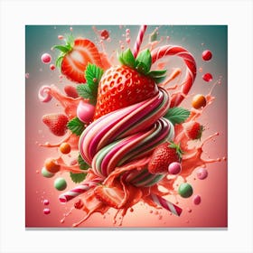 Strawberry splash Canvas Print