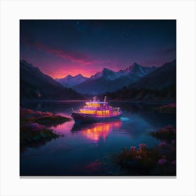 Boat At Night Canvas Print