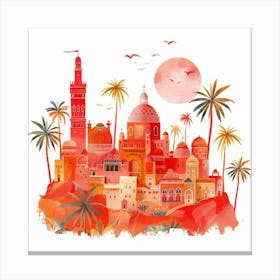 Watercolor Arabic City 1 Canvas Print