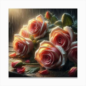 Roses In The Rain Canvas Print