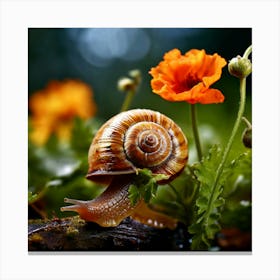 Nature Tree Plant Flower Snail Macro Garden Flora Branch Animal Summer Leaf Spring Gras Canvas Print