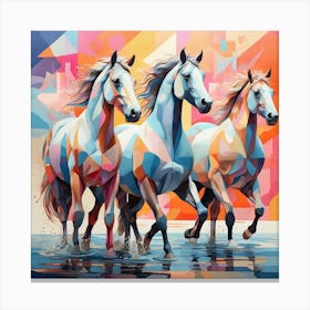 Three Horses Running 7 Canvas Print