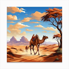 Camels In The Desert Canvas Print