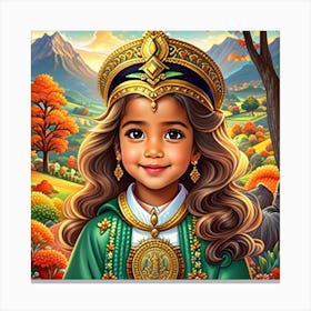 Girl In A Green Dress Canvas Print