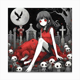 Anime Graveyard Girl Canvas Print