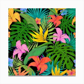 Tropical Greens Leaves Design 9 Canvas Print