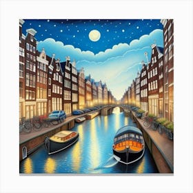 Amsterdam At Night Canvas Print