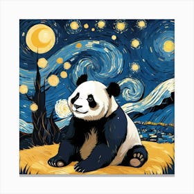 Panda Bear Starry Night Canvas Print