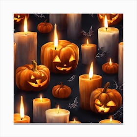 Halloween Pumpkins Seamless Pattern Canvas Print