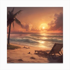 276091 Sunset Time On The Beach Xl 1024 V1 0 Canvas Print