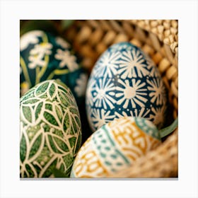 Easter Eggs In A Basket 4 Canvas Print