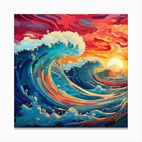 Ocean Waves At Sunset 2 Canvas Print