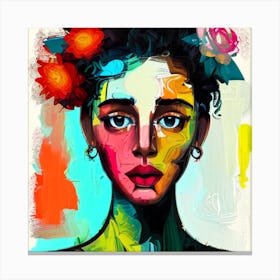 Girl With Flowers Canvas Print