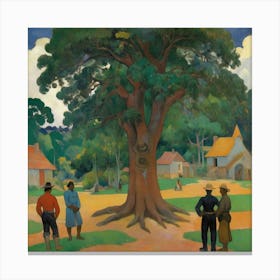 The Large Tree With Village People Paul Gauguin Art Print 1 Canvas Print