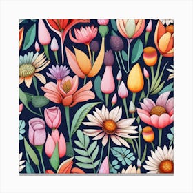 Floral Seamless Pattern 1 Canvas Print