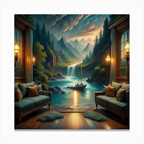 Waterfall Painting Canvas Print