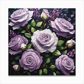 Palette Knife Painting, Lilac Roses Canvas Print