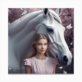 Girl And A Horse 1 Canvas Print