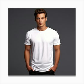 Mock Up Cotton Casual Wearable Printed Graphic Plain Fitted Loose Crewneck V Neck Sleeve (26) Canvas Print