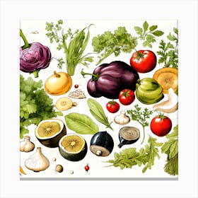 Vegetables Isolated On White Background Canvas Print