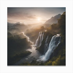 Waterfall At Sunrise Canvas Print