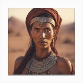 African Woman In The Desert Canvas Print