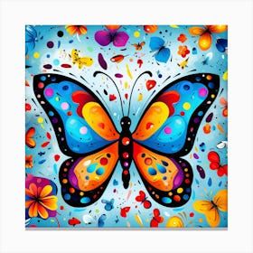 Butterfly With Flowers Canvas Print