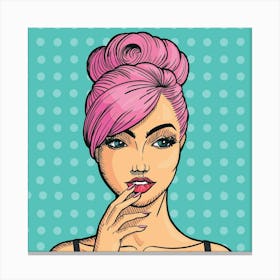 Pop Art Pink Hair Girl Canvas Print
