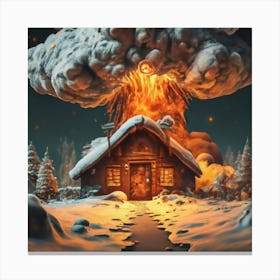 Wooden hut left behind by an atomic explosion 20 Canvas Print