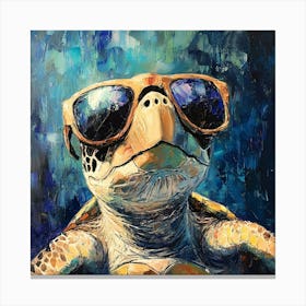 Sea Turtle In Sunglasses 8 Canvas Print