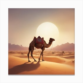 Camel In The Desert Canvas Print