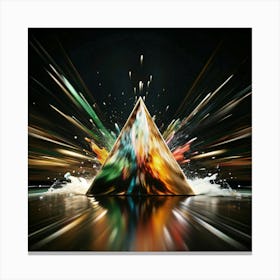 A metallic pyramid with a colorful, abstract design, set against a background. Canvas Print