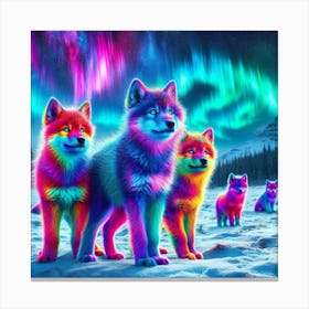 Psychedelic Wolf Family 3 Canvas Print