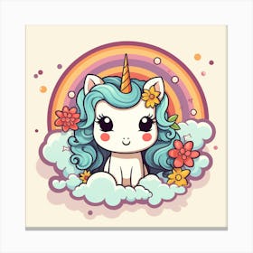 Unicorn With Rainbow Mane 53 Canvas Print