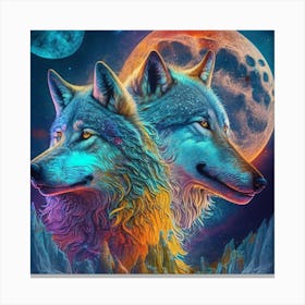 Wolf In The Moonlight Canvas Print