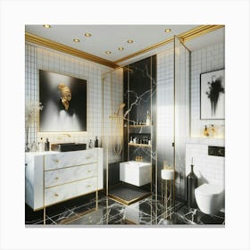 Gold And Black Bathroom Canvas Print