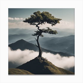 Lone Tree On Top Of Mountain 15 Canvas Print