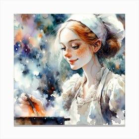 Girl Cooks Canvas Print