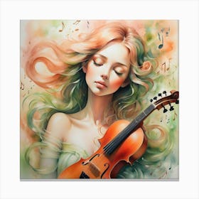 Girl With A Violin Canvas Print