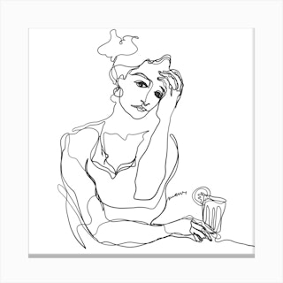 A Girl With A Cocktail Canvas Print