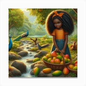 Enjoying mango season Canvas Print