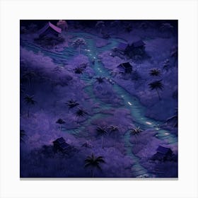 Asian Village At Night Canvas Print