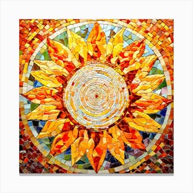 Mosaic Sun A Sun Created From A Mosaic Small Tiles Canvas Print