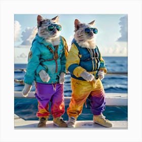 Two Cats On A Boat Canvas Print