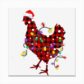 Red Plaid Christmas Lights Pajama Chicken Animals Lover Canvas Print