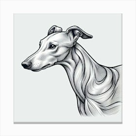 Line Art greyhound dog 1 Canvas Print